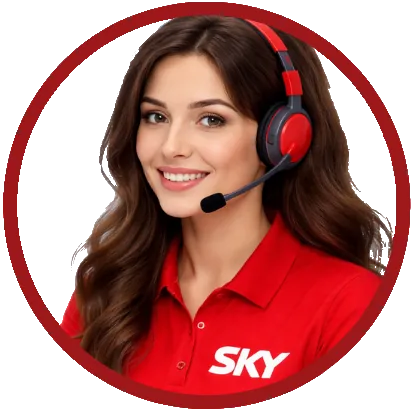 Representantes de atendimento SKY mostrando planos no tablet